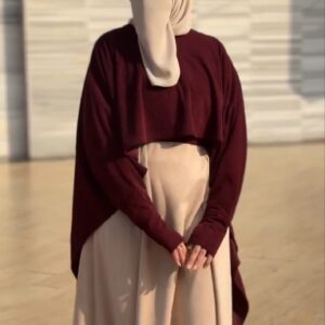 طقم شتوي حريمي قطعتين – شال ريب وجيبة اسكوبا