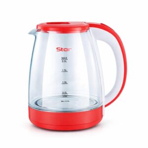 كاتل ستار بايركس 2 لتر غلاية مياه زجاجية حمراء