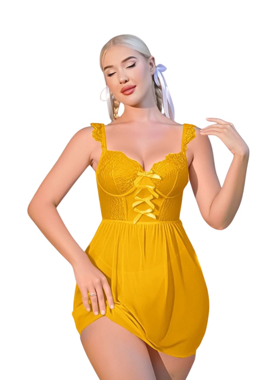 طقم لانجري قصير مع مطرزات بارزة - الصورة 2