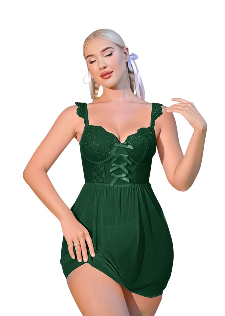 طقم لانجري قصير مع مطرزات بارزة - الصورة 3